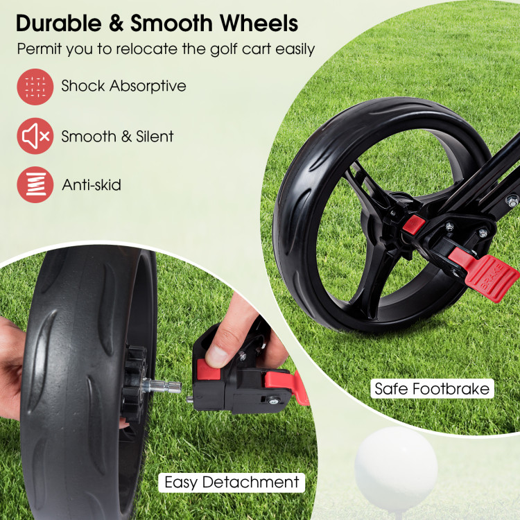 Lightweight Foldable Golf Cart with Adjustable Push Handle