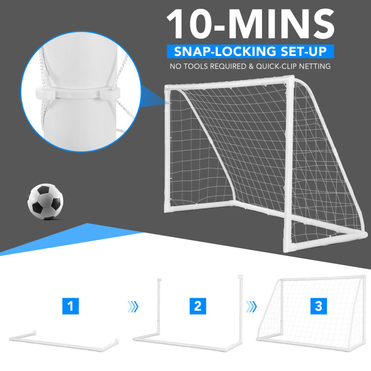 6 x 4 Feet Soccer Goal with Strong UPVC FrameCostway Gallery View 12 of 12