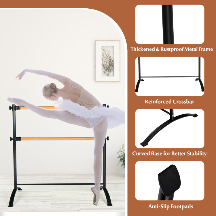 Clearance-Portable Ballet Barre Free Standing Double Ballet Bar