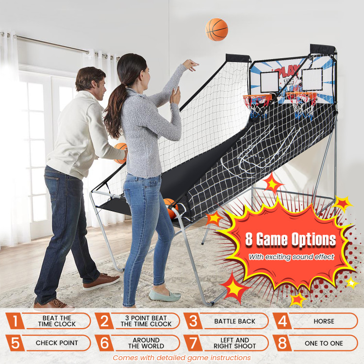 Costway Jeu d'arcade de basket-ball à un seul coup pliable avec scoreur  électronique 3 baskets de basket-ball