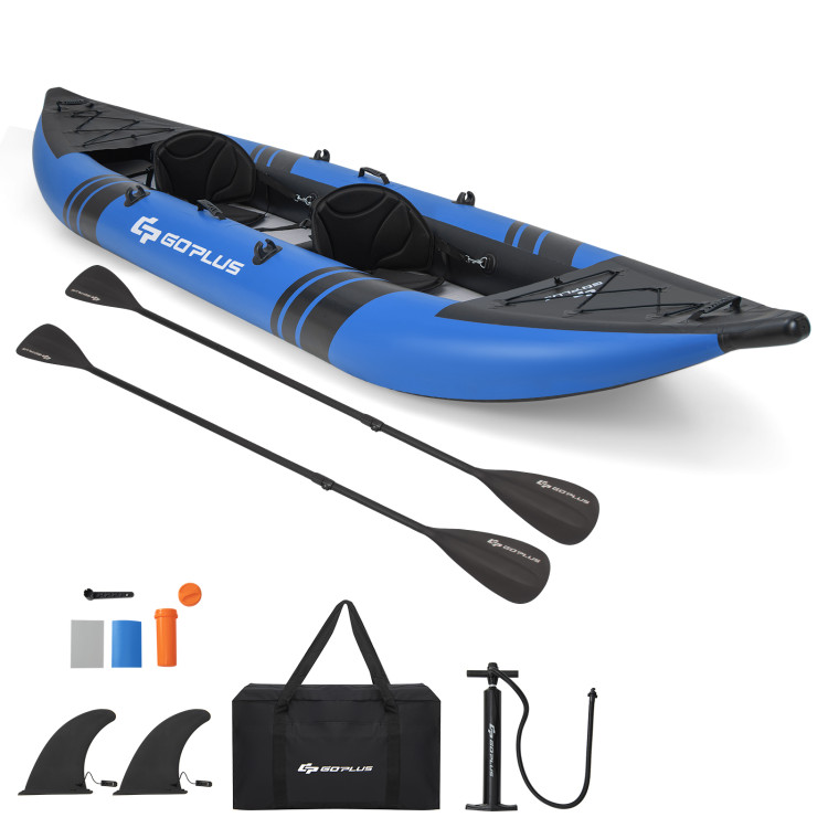 Inflatable 2-person Kayak Set with Aluminium Oars and Repair Kit - Costway