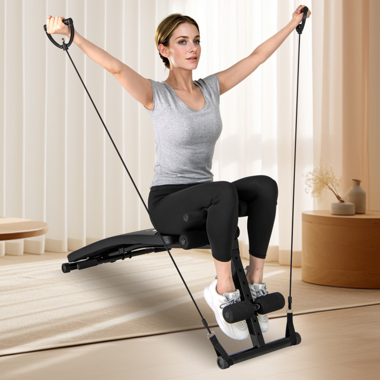 Adjustable Decline Sit Up Bench for Exercise for Home Gym with Speed Ball and 2 Resistance Bands - Gallery View 1 of 10