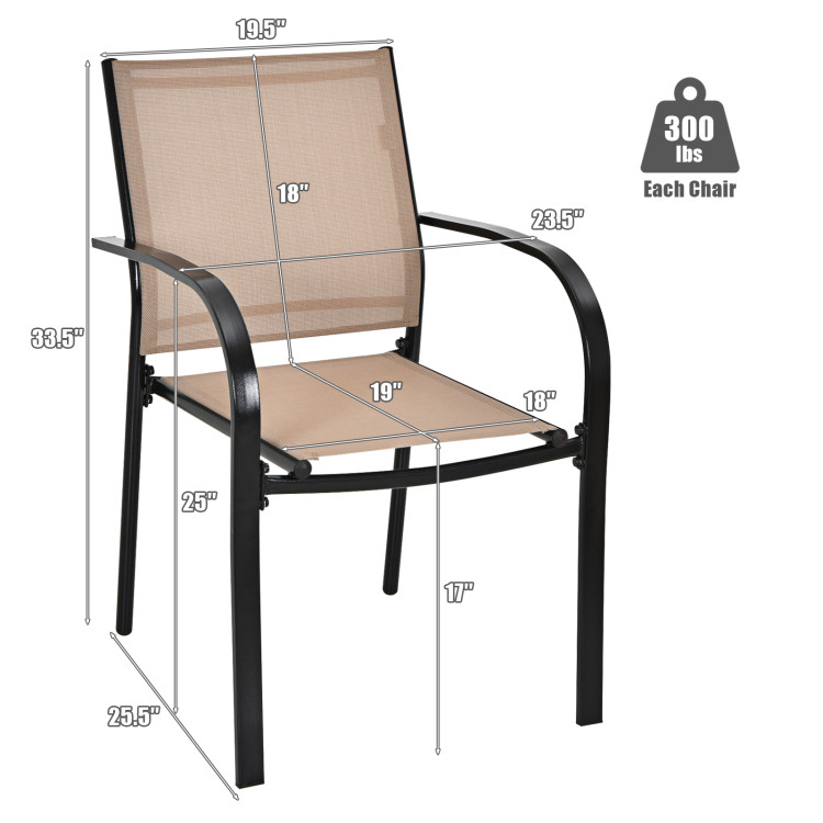 Set of 2 Patio Stackable Dining Chairs with Armrests Garden Deck - Gallery View 5 of 11