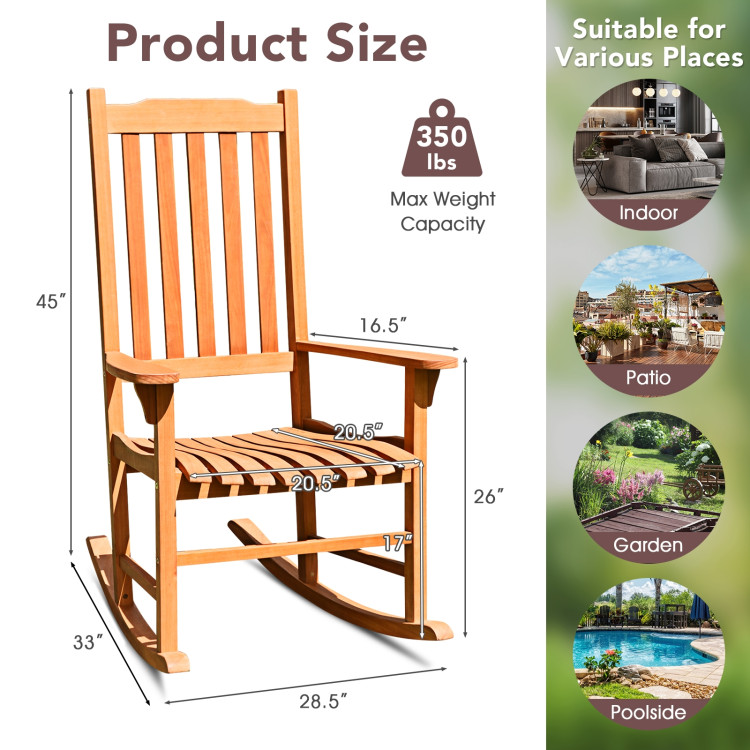 Outdoor Rocking Chair Single Rocker for Patio Deck Costway Gallery View 4 of 10