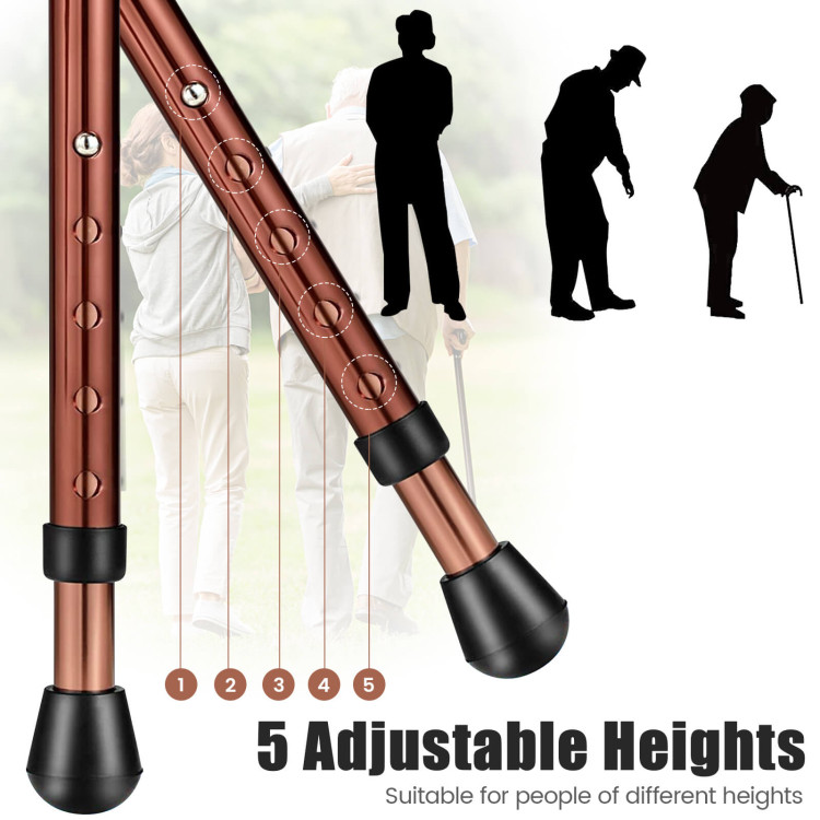 Lightweight Adjustable Folding Cane Seat with Light-BrownCostway Gallery View 10 of 10