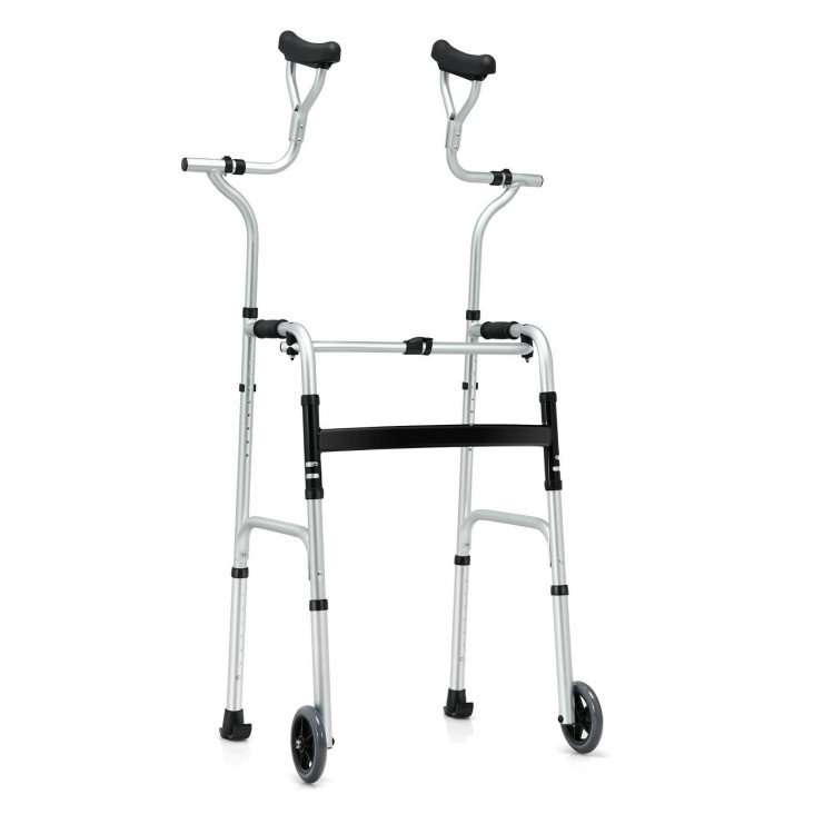 Foldable Rehabilitation Auxiliary Walker with 5 Inch WheelsCostway Gallery View 1 of 11