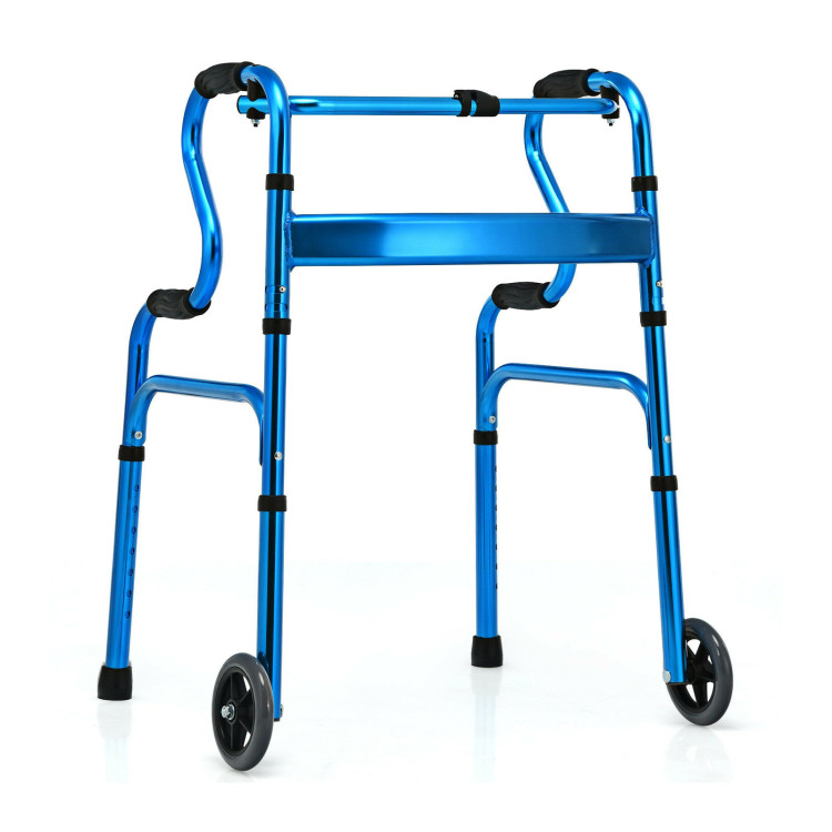 Adjustable Heavy-Duty Folding Walker with Unidirectional