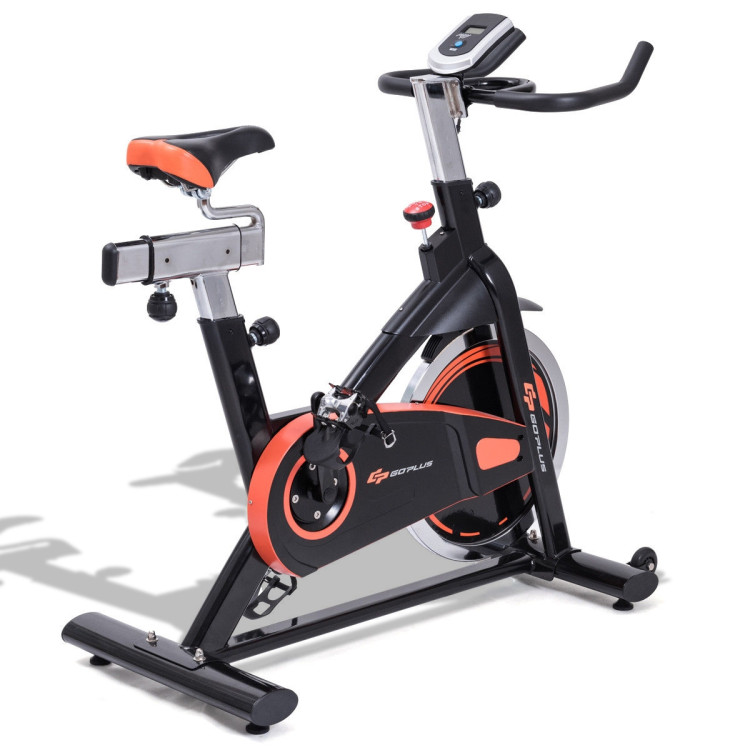 Indoor Fixed Aerobic Fitness Exercise Bicycle with Flywheel and LCD DisplayCostway Gallery View 3 of 9