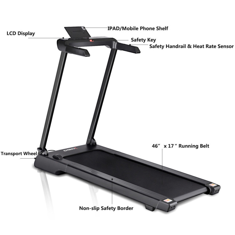 2.25 HP Folding Electric Treadmill with LED DisplayCostway Gallery View 6 of 21