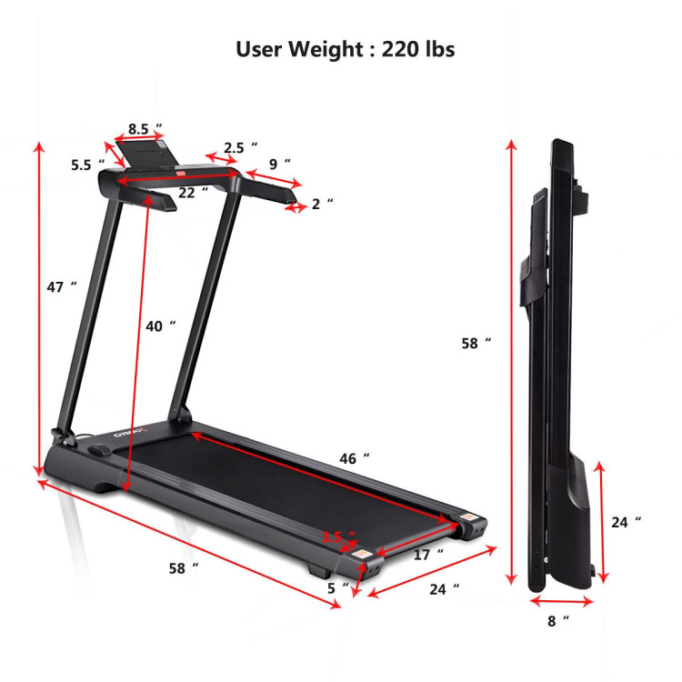 2.25 HP Folding Electric Treadmill with LED DisplayCostway Gallery View 9 of 21
