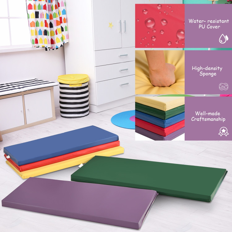 Constructive Playthings Two-Tone Deluxe Rest Mats, 3-Section 2 Inch Thick  Foam Mat for Classroom and Day Care