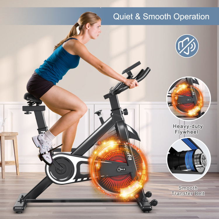 Indoor Silent Belt Drive Adjustable Resistance Cycling Stationary BikeCostway Gallery View 3 of 12