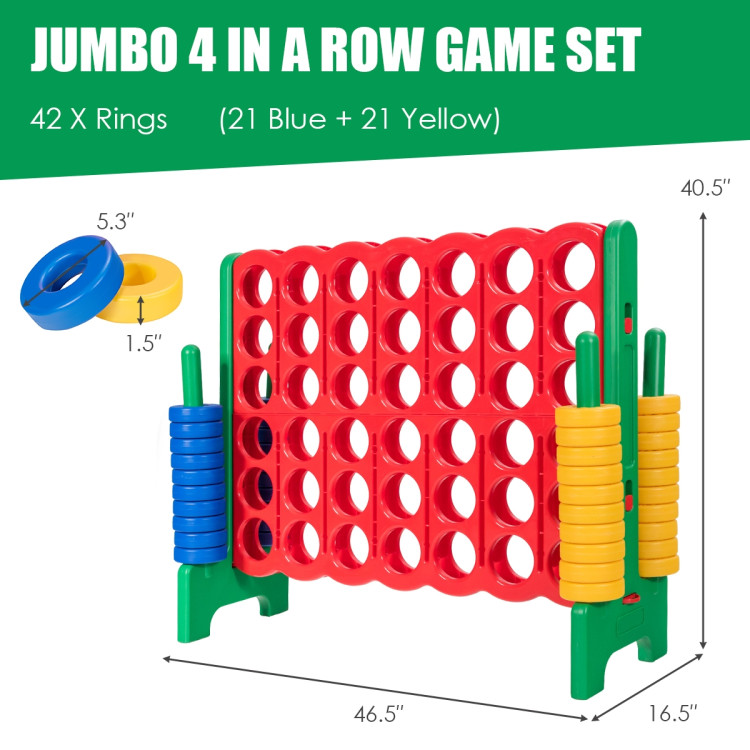 Jumbo 4-to-Score Giant Game Set with 42 Jumbo Rings and Quick-Release Slider-GreenCostway Gallery View 5 of 12