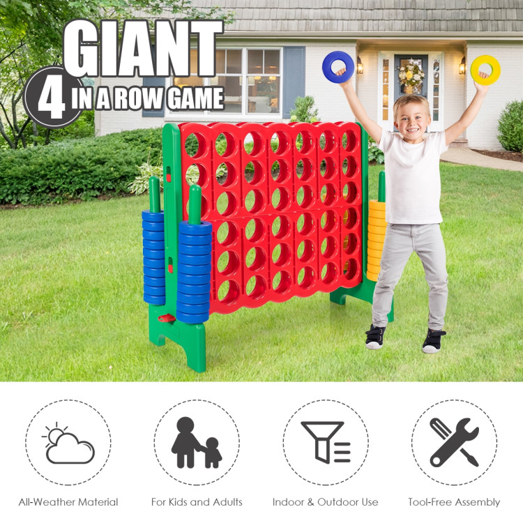Jumbo 4-to-Score Giant Game Set with 42 Jumbo Rings and Quick-Release Slider-GreenCostway Gallery View 3 of 12