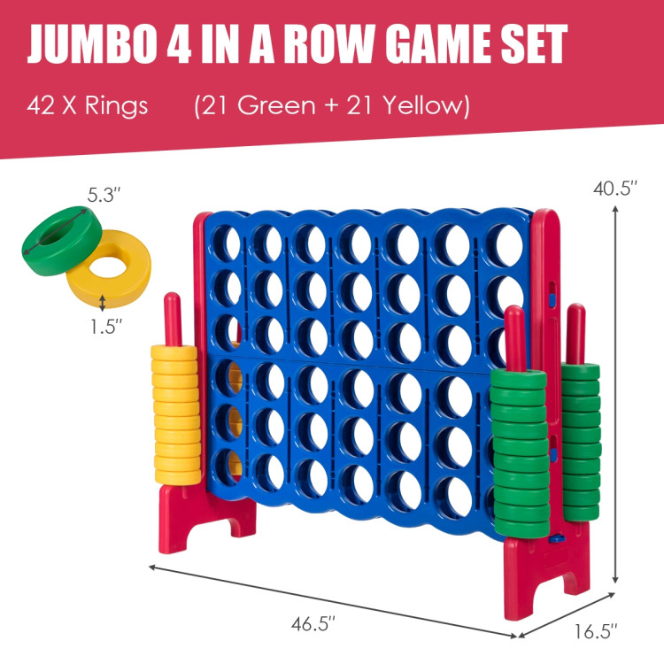Jumbo 4-to-Score Giant Game Set with 42 Jumbo Rings and Quick-Release Slider-RedCostway Gallery View 5 of 12