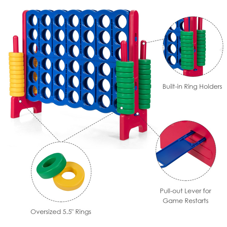 Jumbo 4-to-Score Giant Game Set with 42 Jumbo Rings and Quick-Release Slider-RedCostway Gallery View 12 of 12