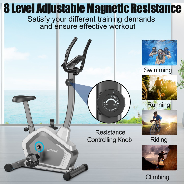 Magnetic Stationary Upright Cycling Bike with 8-Level ResistanceCostway Gallery View 6 of 12