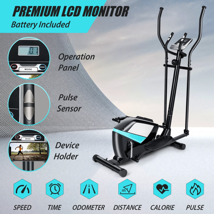 Magnetic Elliptical Machine Cross Trainer with Display Pulse Sensor 8-LevelCostway Gallery View 2 of 13