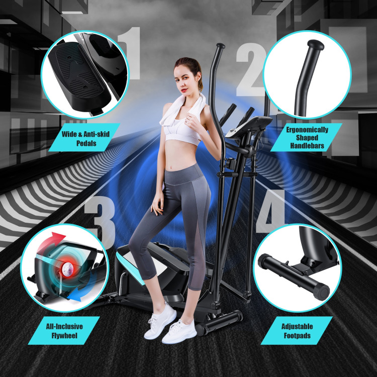 Magnetic Elliptical Machine Cross Trainer with Display Pulse Sensor 8-LevelCostway Gallery View 5 of 13