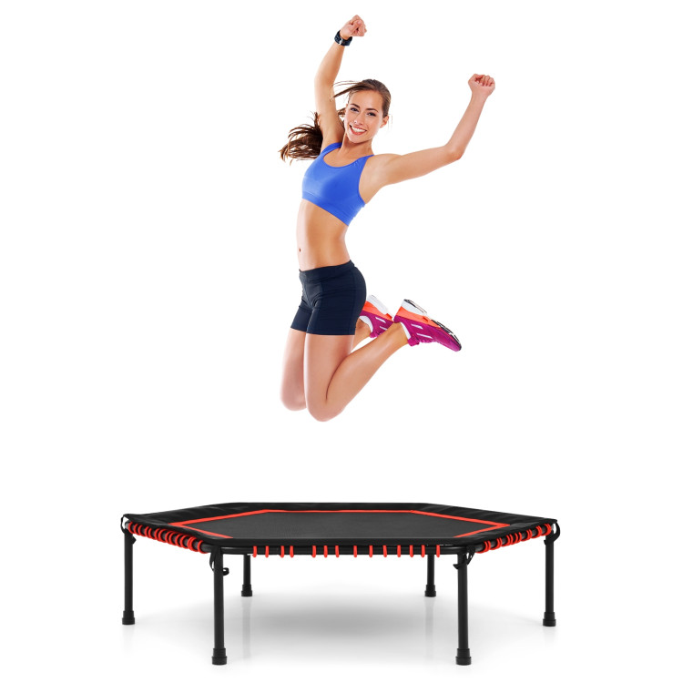 50 Inch Hexagonal Fitness Trampoline Exercise Rebounder with Pad-RedCostway Gallery View 8 of 13