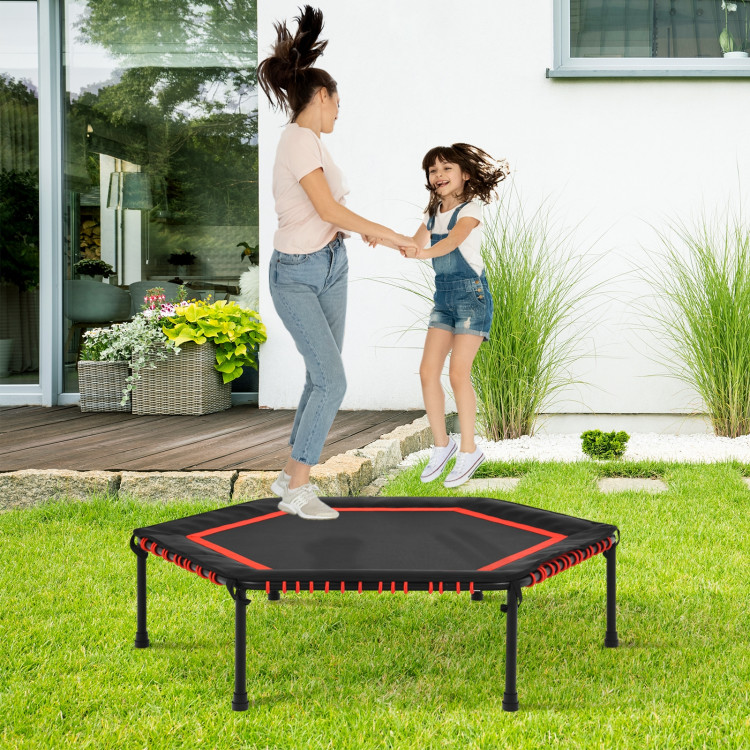 50 Inch Hexagonal Fitness Trampoline Exercise Rebounder with Pad-RedCostway Gallery View 7 of 13