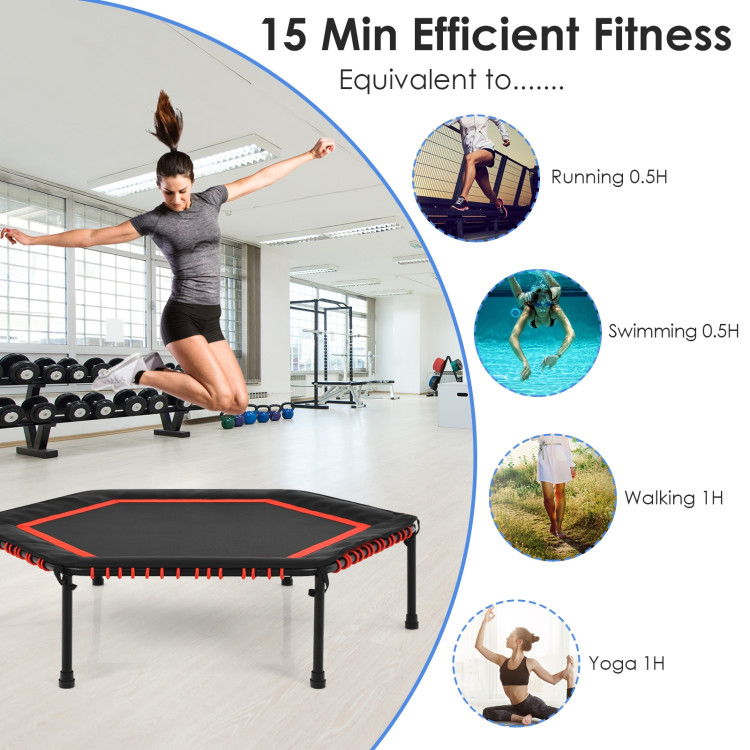 50 Inch Hexagonal Fitness Trampoline Exercise Rebounder with Pad-RedCostway Gallery View 3 of 13