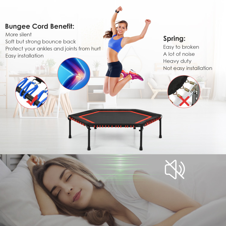 50 Inch Hexagonal Fitness Trampoline Exercise Rebounder with Pad-RedCostway Gallery View 5 of 13