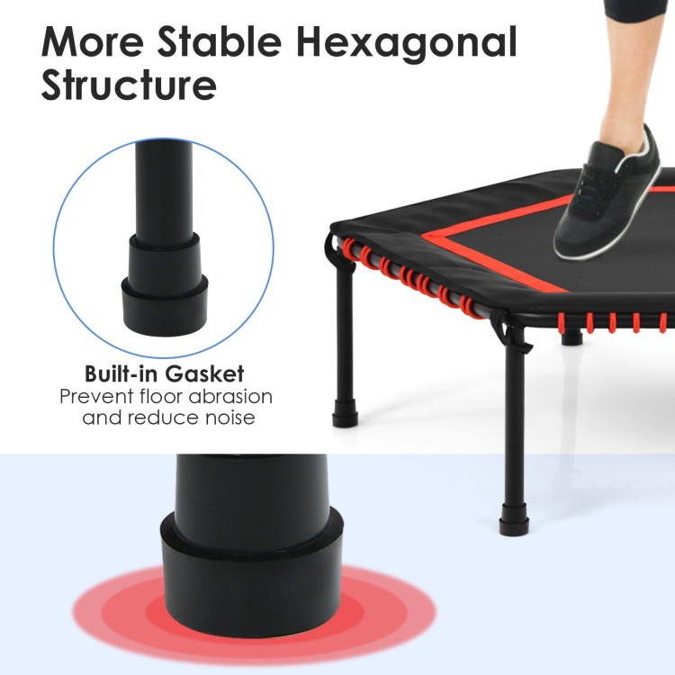 50 Inch Hexagonal Fitness Trampoline Exercise Rebounder with Pad-RedCostway Gallery View 12 of 13
