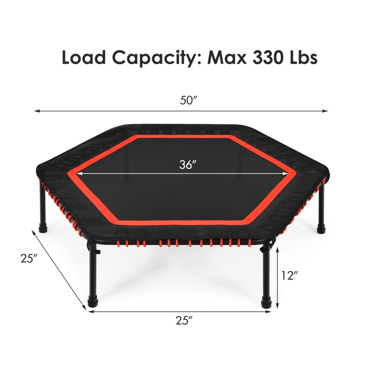50 Inch Hexagonal Fitness Trampoline Exercise Rebounder with Pad-RedCostway Gallery View 4 of 13