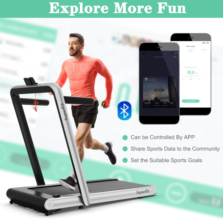 4.75HP 2 In 1 Folding Treadmill with Remote APP Control-SilverCostway Gallery View 5 of 13
