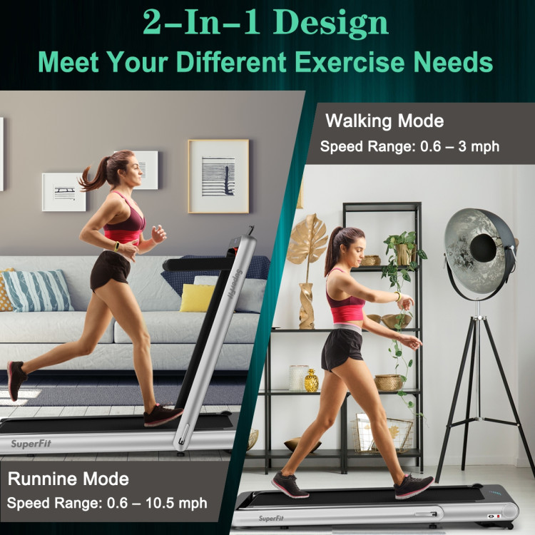 4.75HP 2 In 1 Folding Treadmill with Remote APP Control-SilverCostway Gallery View 11 of 13