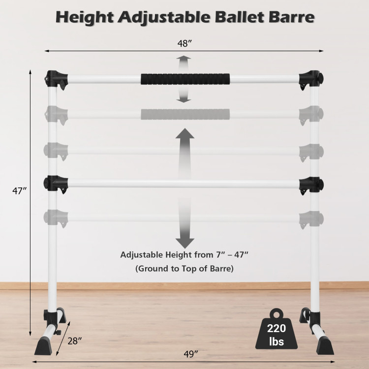 Costway 125CM Portable Ballet Barre Wood Double Dance Bars Adjustable  Stretching Bar w/4-position Heights - Bunnings Australia