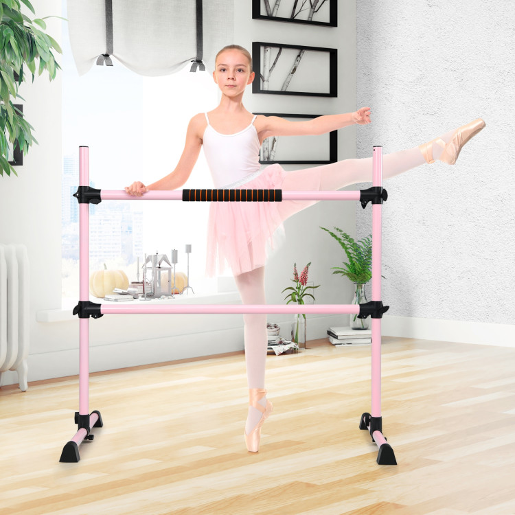 4 Feet Portable Ballet Barre with Adjustable Height-PinkCostway Gallery View 1 of 12