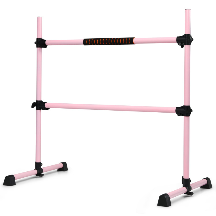 4 Feet Portable Ballet Barre with Adjustable Height-PinkCostway Gallery View 3 of 12
