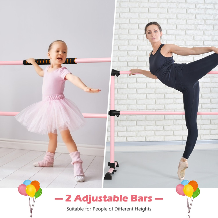 4 Feet Portable Ballet Barre with Adjustable Height-PinkCostway Gallery View 9 of 12
