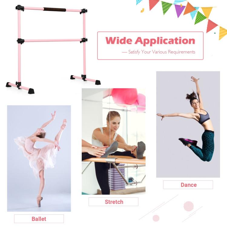 4 Feet Portable Ballet Barre with Adjustable Height-PinkCostway Gallery View 12 of 12