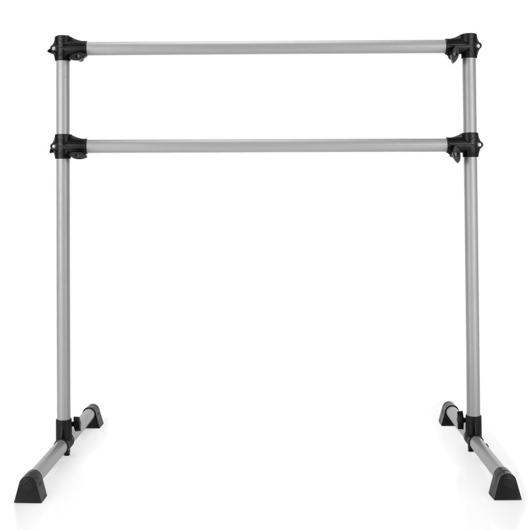 4 Feet Double Ballet Barre Bar with Adjustable Height-SilverCostway Gallery View 3 of 12