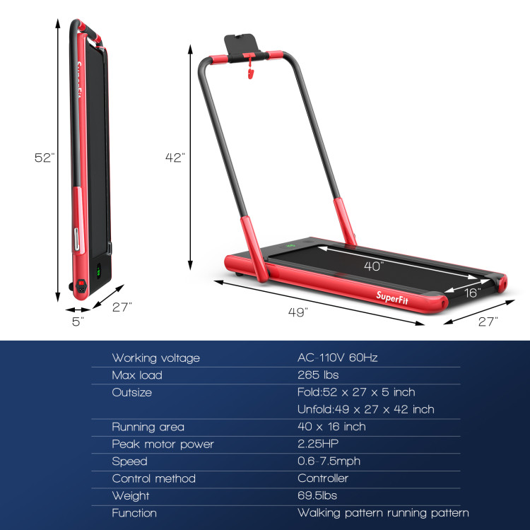 2-in-1 Folding Treadmill with Remote Control and LED Display-RedCostway Gallery View 4 of 10