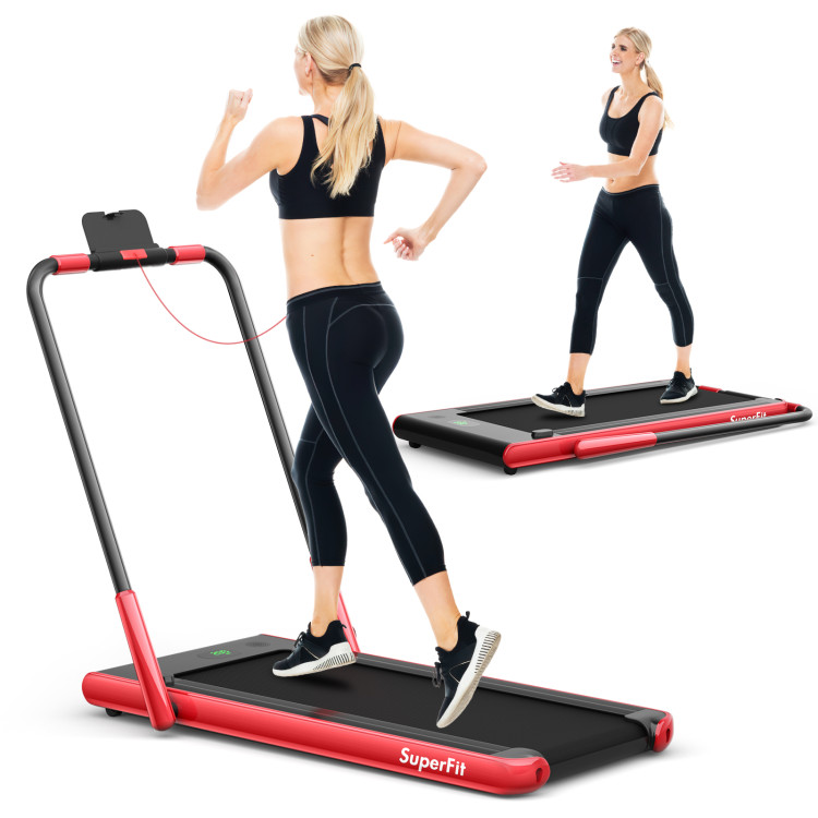 2-in-1 Folding Treadmill with Remote Control and LED Display-RedCostway Gallery View 3 of 10