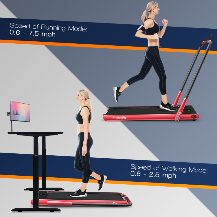 2-in-1 Folding Treadmill with Remote Control and LED Display-RedCostway Gallery View 7 of 10