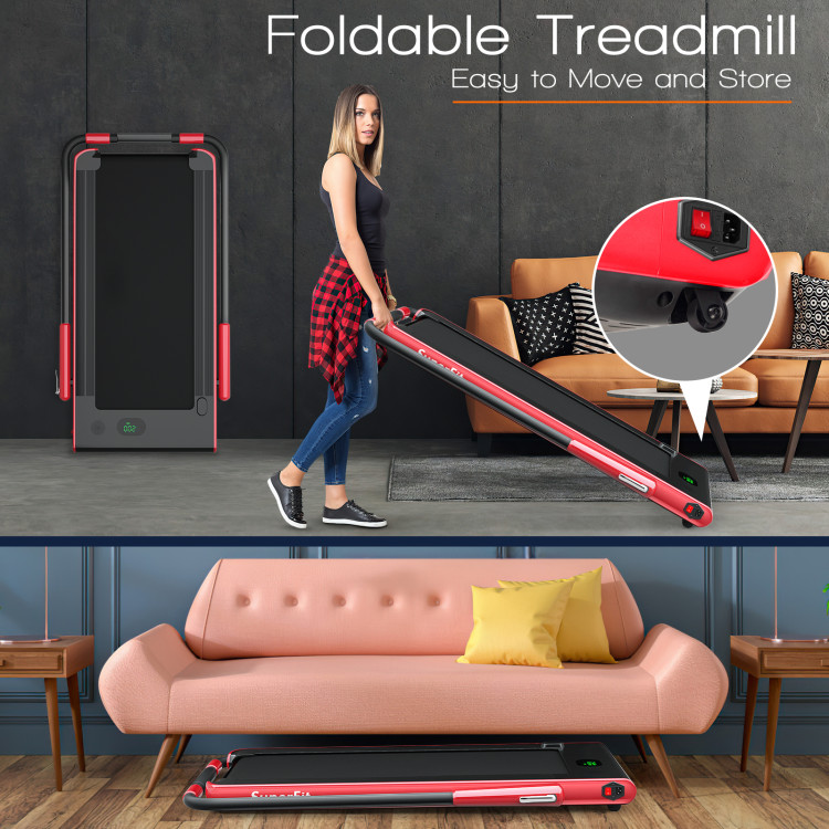 2-in-1 Folding Treadmill with Remote Control and LED Display-RedCostway Gallery View 2 of 10
