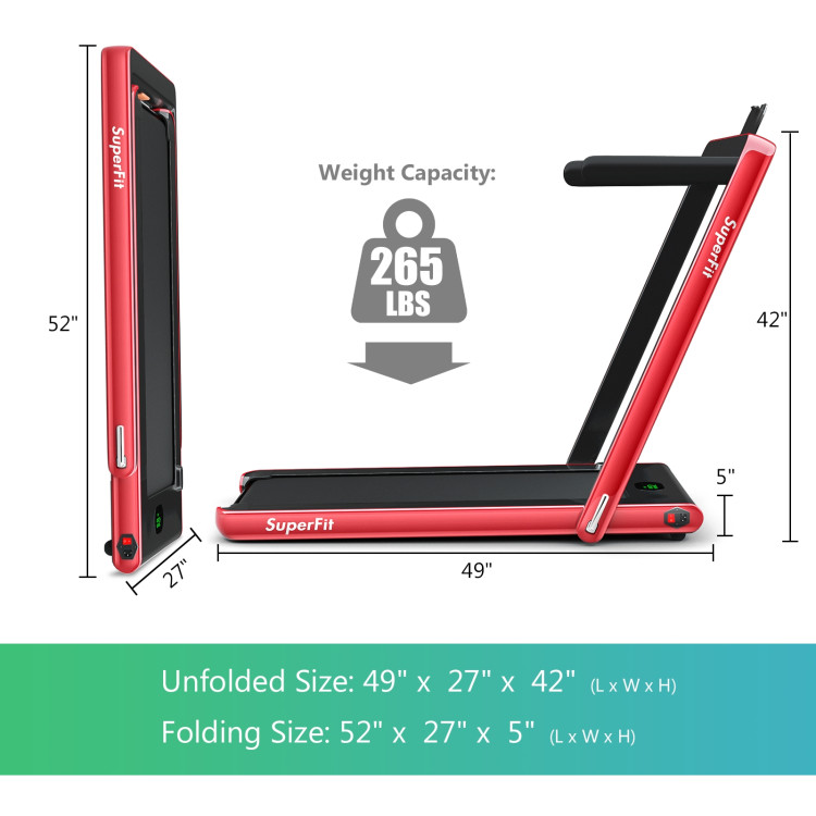 2 in 1 Folding Treadmill with Bluetooth Speaker Remote Control-RedCostway Gallery View 4 of 10