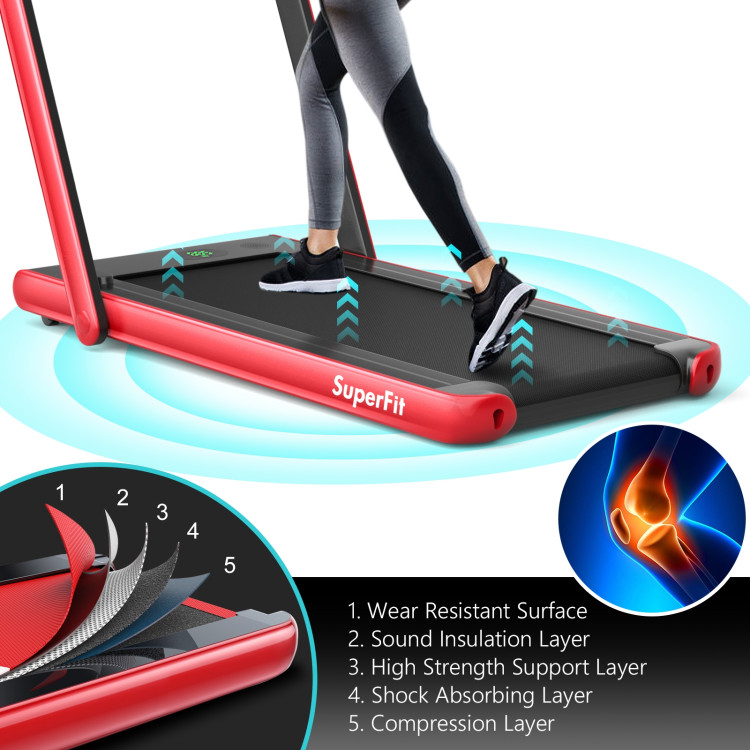 2 in 1 Folding Treadmill with Bluetooth Speaker Remote Control-RedCostway Gallery View 9 of 10