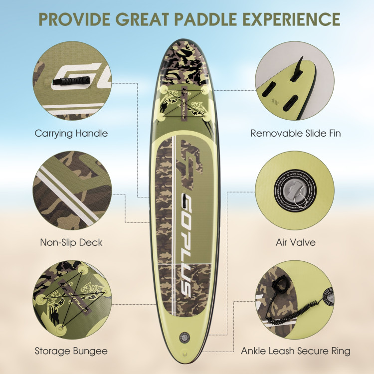 11 Feet Inflatable Standing Board Surfboard with Bag and PaddleCostway Gallery View 13 of 13