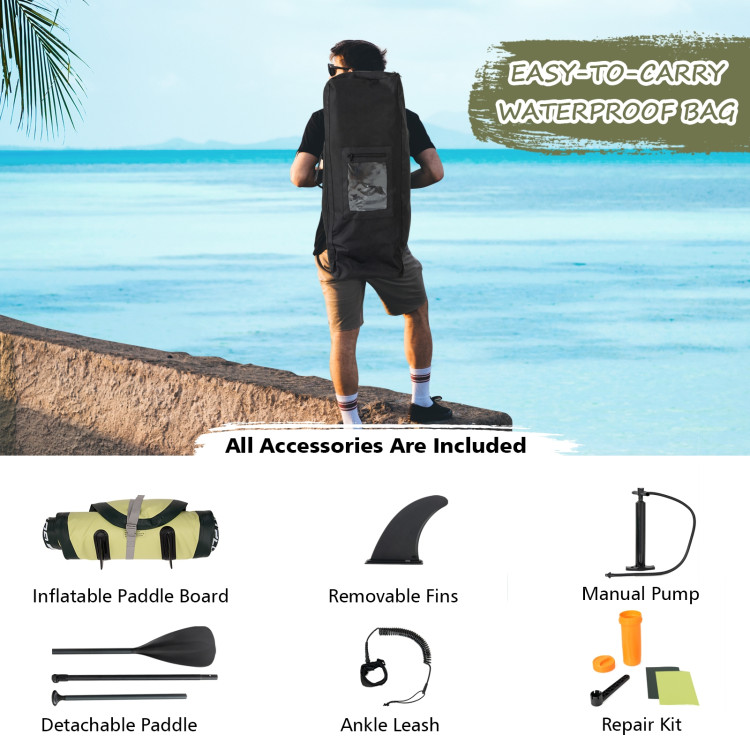 11 Feet Inflatable Standing Board Surfboard with Bag and PaddleCostway Gallery View 6 of 13