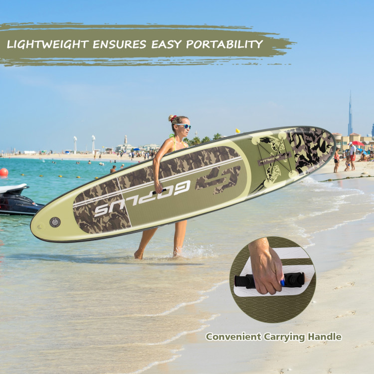 11 Feet Inflatable Standing Board Surfboard with Bag and PaddleCostway Gallery View 8 of 13