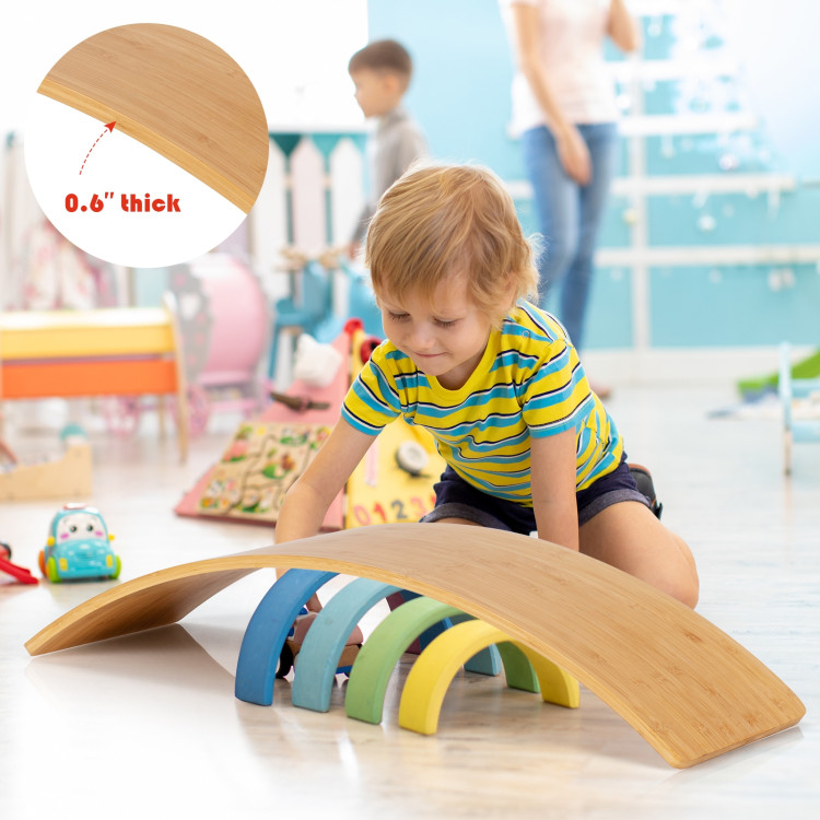 35.5 Inch Wooden Wobble Balance Board for Toddler and AdultCostway Gallery View 16 of 17