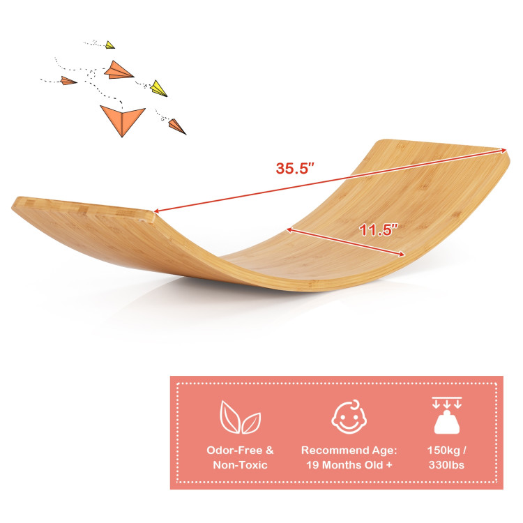 35.5 Inch Wooden Wobble Balance Board for Toddler and AdultCostway Gallery View 4 of 17