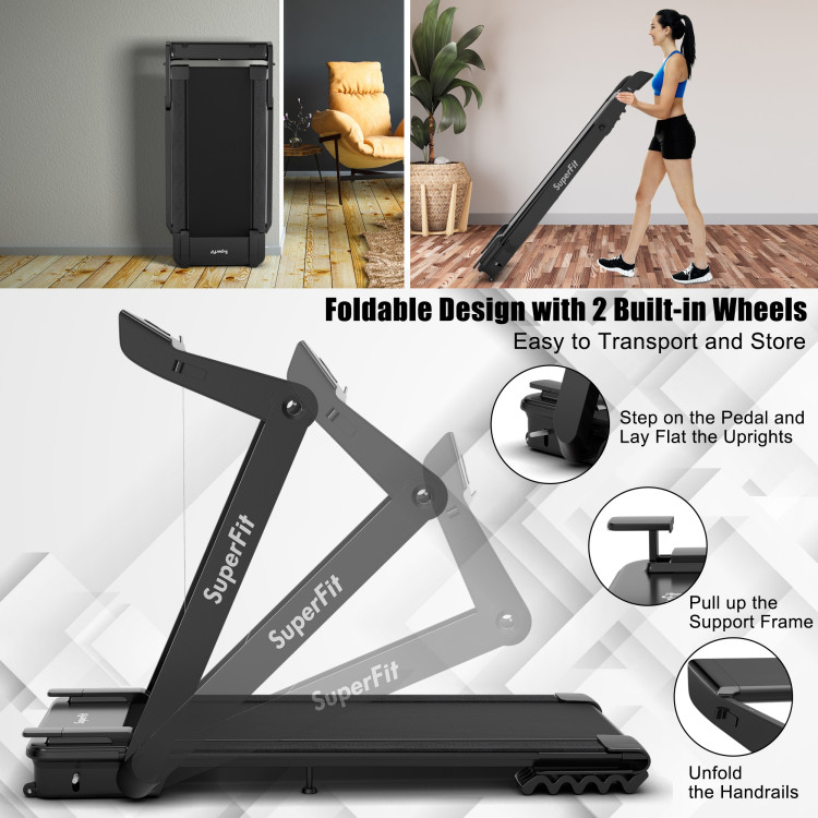 4.0HP Foldable Electric Treadmill Jogging Machine with Speaker LED-BlackCostway Gallery View 5 of 11
