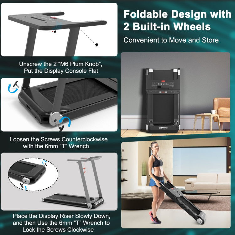 Folding Electric Compact Walking Treadmill with APP Control Speaker-SilverCostway Gallery View 12 of 13